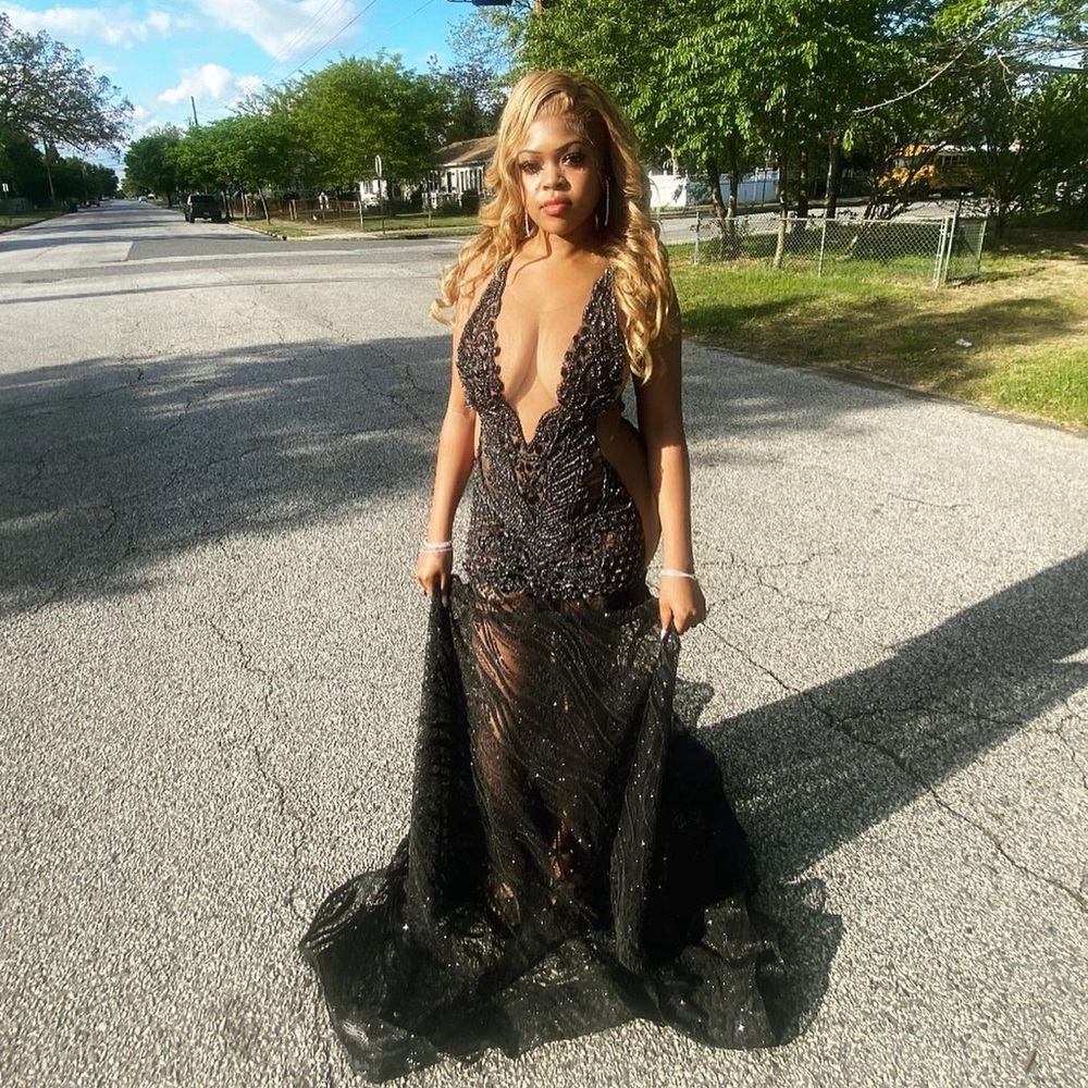Black Custom Made Prom Dress (made in Nigeria, original price $780)